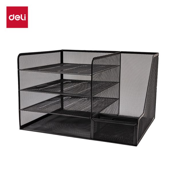 得力PB122多功能金属网状文件框组合文件座办公用品收纳盒